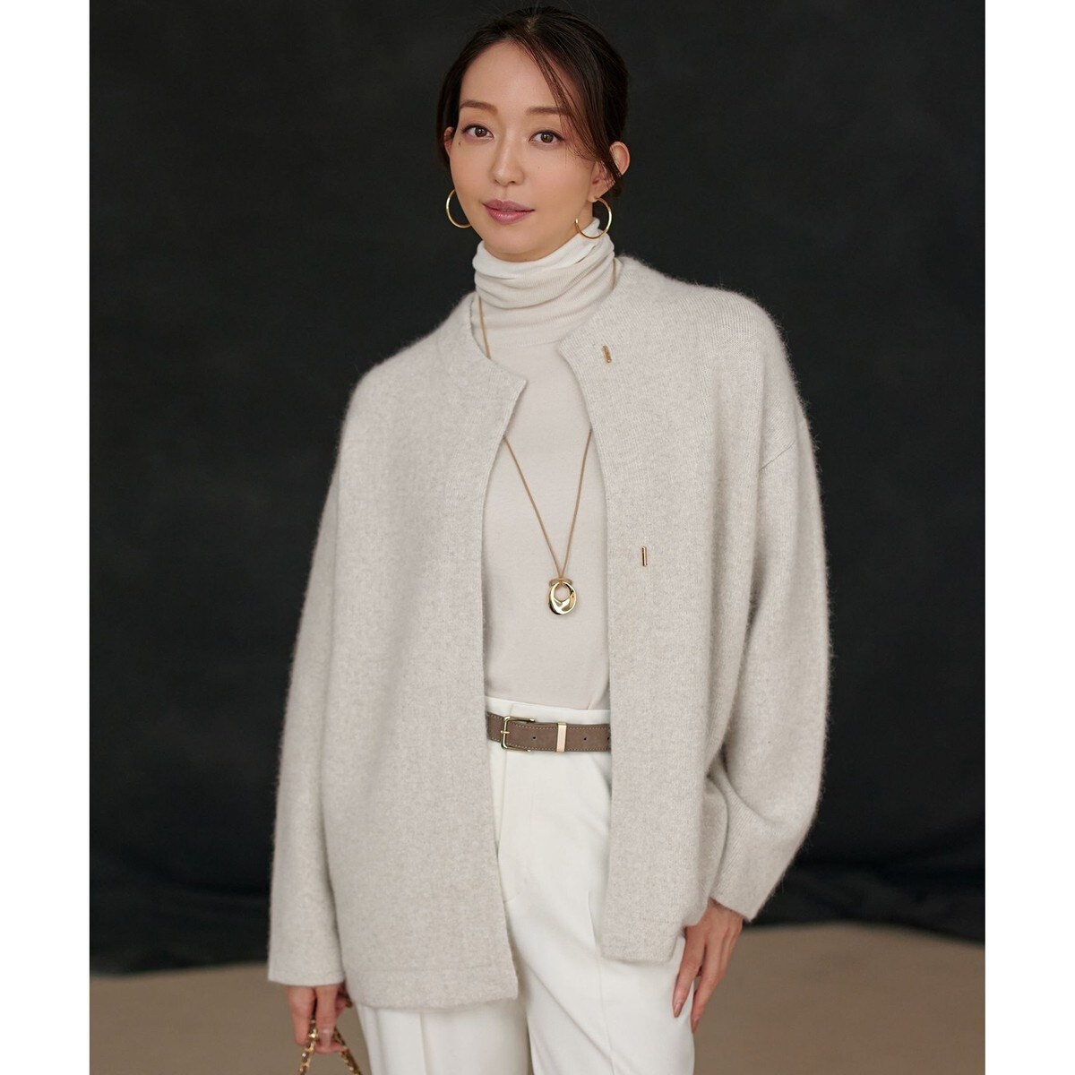 ラクーンブレンドダブルフェイス ニット アウター 見上愛さん着用】ラクーンブレンドダブルフェイス ニット アウター