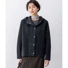 【VERY掲載】ラクーンブレンドダブルフェイス ニット フーディー