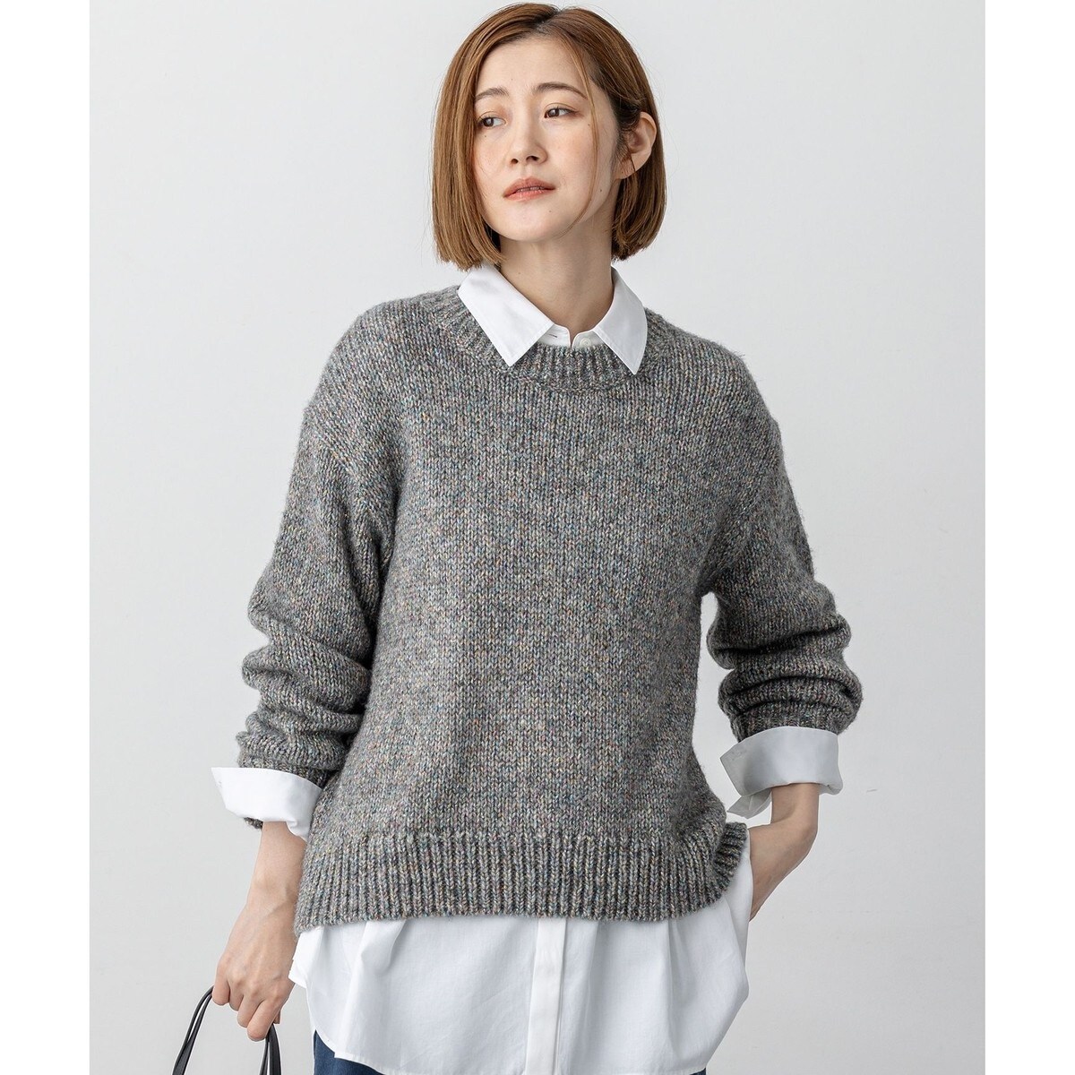 洗える】ミニブークレニット バイカラー ジャケット | 23区(23KU