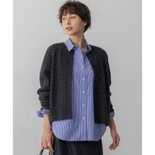 【洗える】カシミヤブレンド ケーブルニットカーディガン