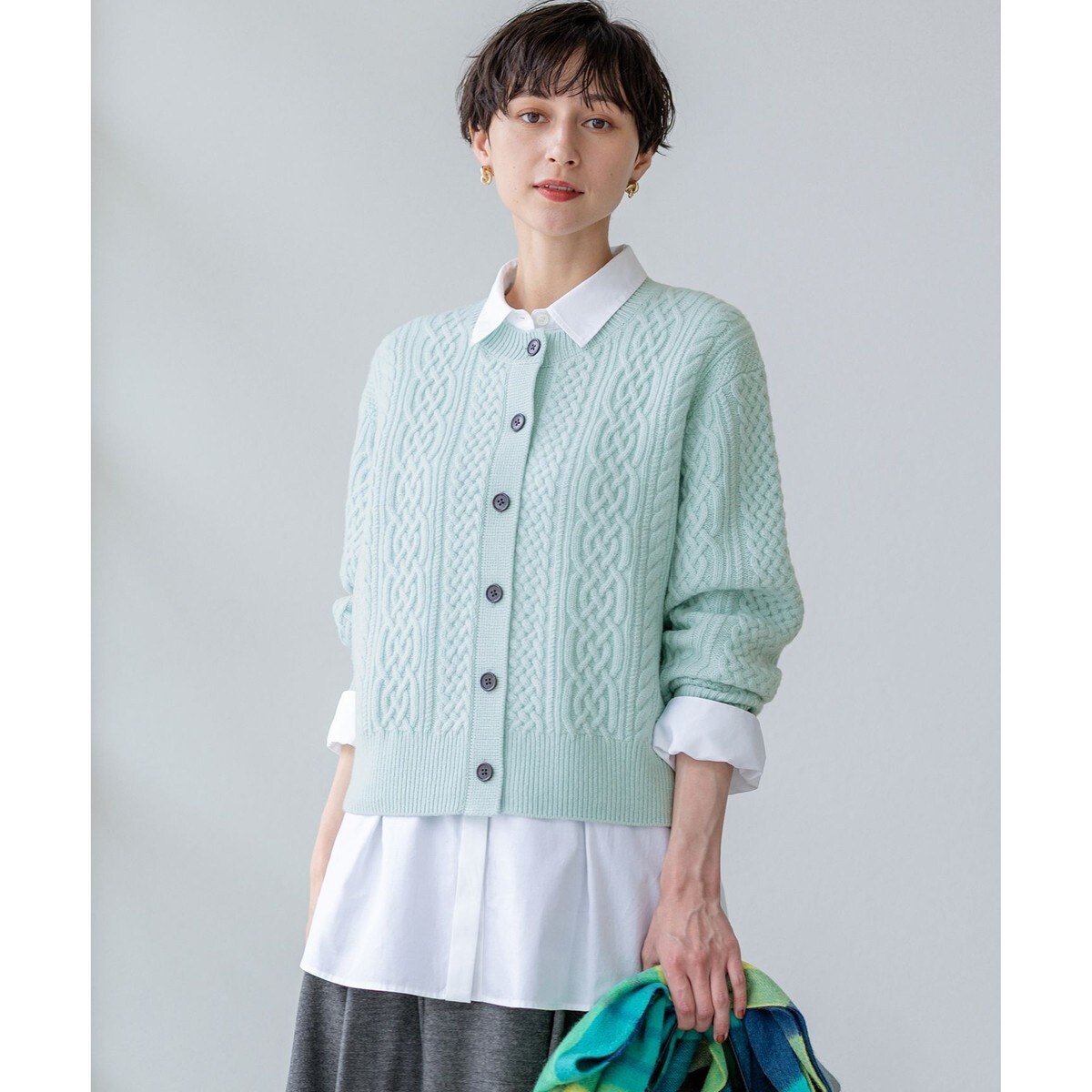 洗える】カシミヤブレンド ケーブルニットカーディガン | 23区(23KU