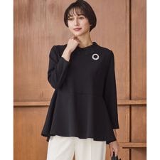 【セットアップ対応/洗える】トリアセダブルジョーゼット 2WAYレース襟 ペプラムブラウス