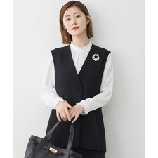 【セットアップ対応/洗える】トリアセダブルジョーゼット ジレ