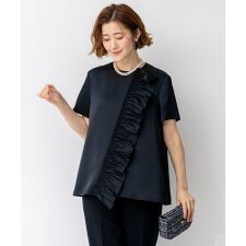 【APPLAUDIR】クリアダブルサテン フリルデザイン ブラウス