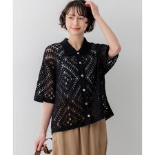 エンブロイダリーレース ポロ ニット