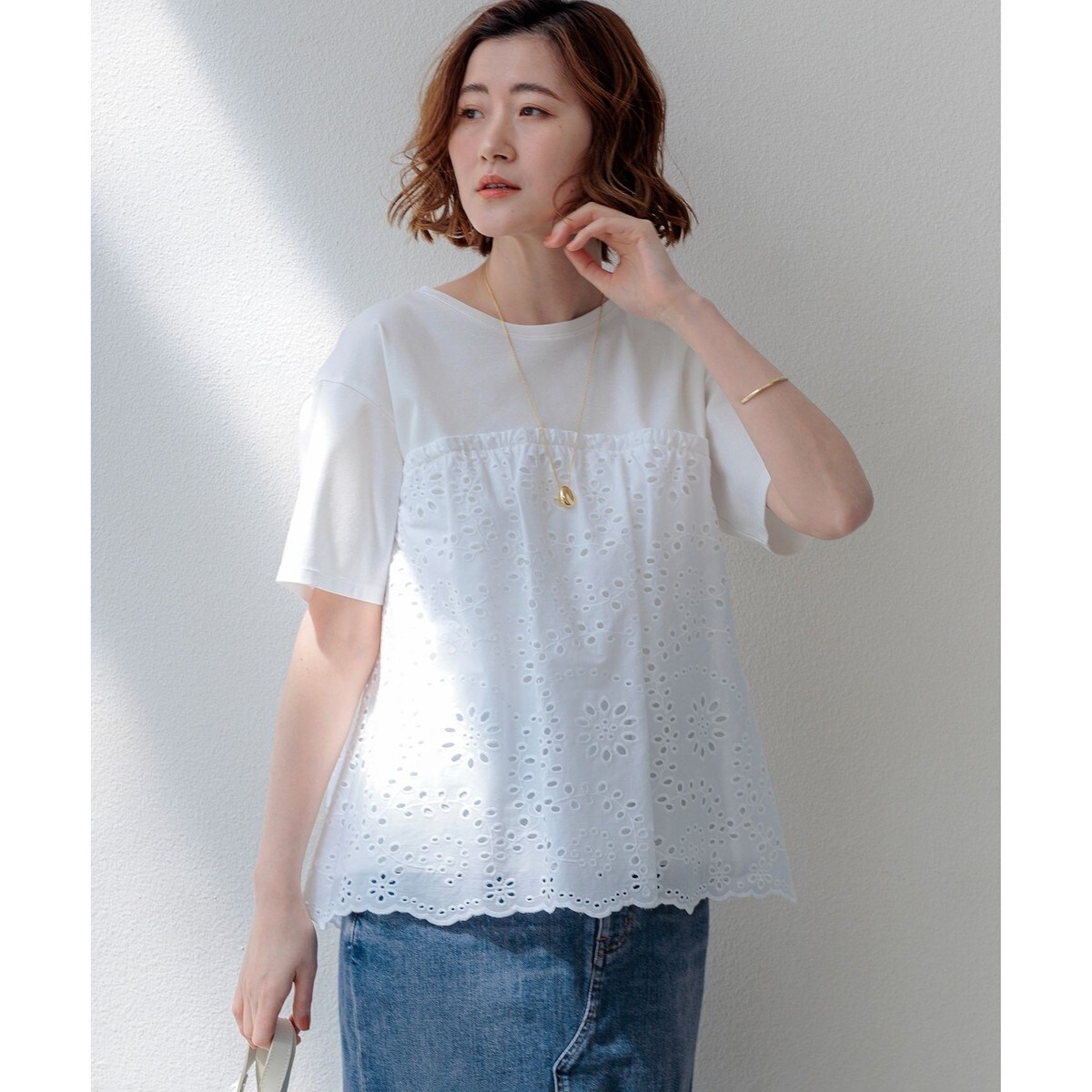 カットワークエンブロイダリー スカラップヘム トップス | 23区(23KU