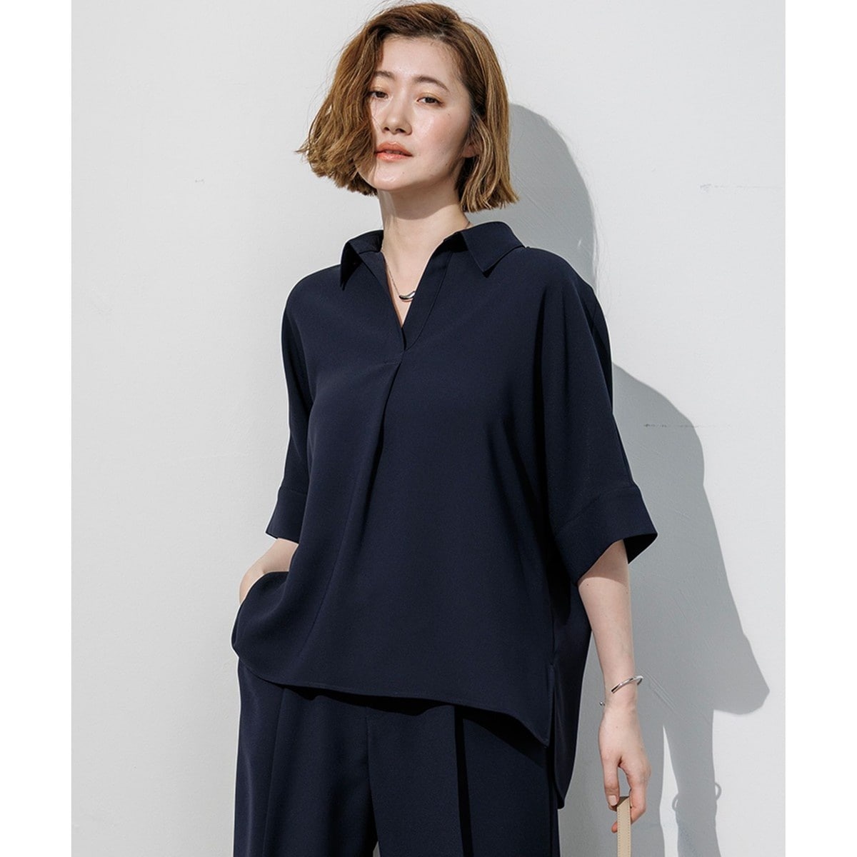 ストレッチジョーゼット スキッパーネック ブラウス | 23区(23KU