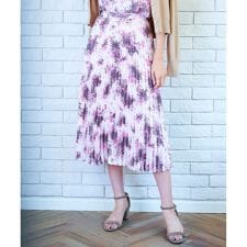 【洗える】グラデーションフラワー プリーツスカート