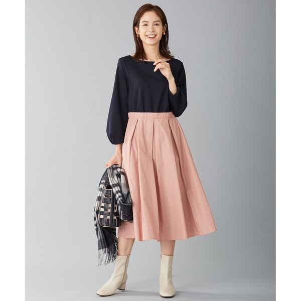 組曲 ネイビー　紺　ワンピース　ジャージタフタ ドッキングワンピ　フレアー 組曲 ワンピース ジャージコンビタフタドッキング : ZOZOTOWN