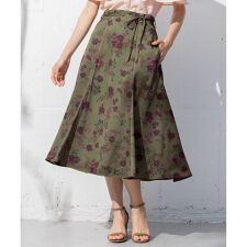 【洗える】フルールオトナルプリント フレアスカート
