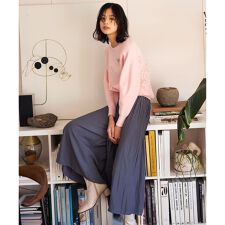 【新色追加・ウエスト調整可】ギャザーライトデシン パンツ