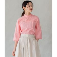 エンブロイダリーレースハイネック ブラウス