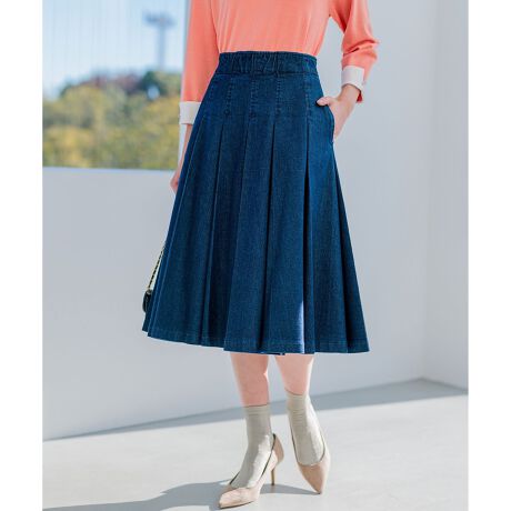 ライトデニム プリーツスカート | 組曲(KUMIKYOKU) | マルイウェブチャネル 