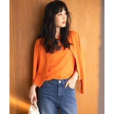 【UVケア・接触冷感】MINA 6分袖ニットプルオーバー