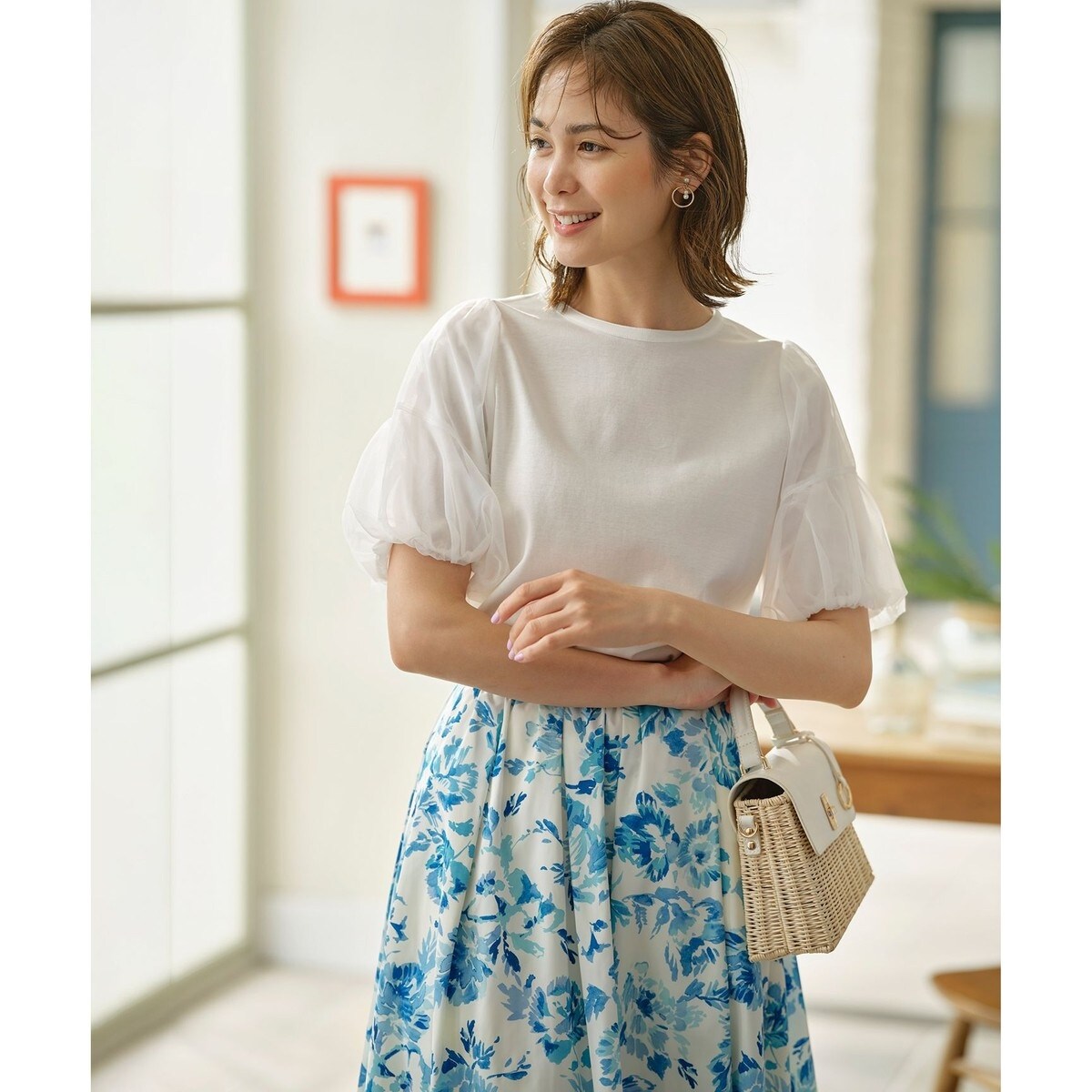 23区 R アール プレミアムコットンジャージー ランタンスリーブ