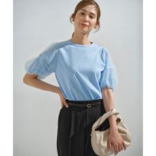 【人気につき新色追加！】チュールスリーブ カットソー