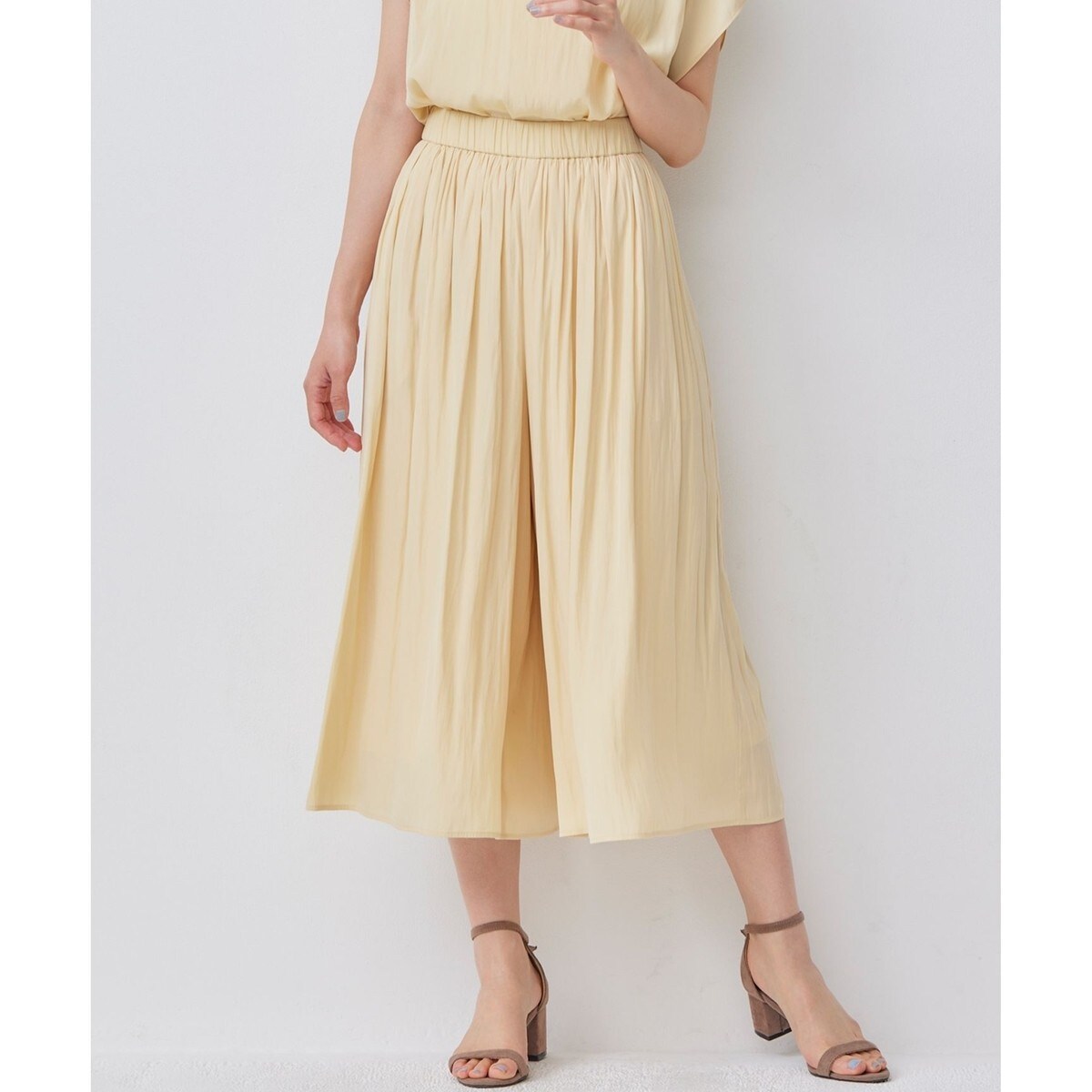 【新色追加】ギャザーライトデシン パンツ