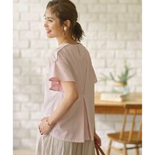 GIZAプレーティング天竺フリルスリーブ Tシャツ