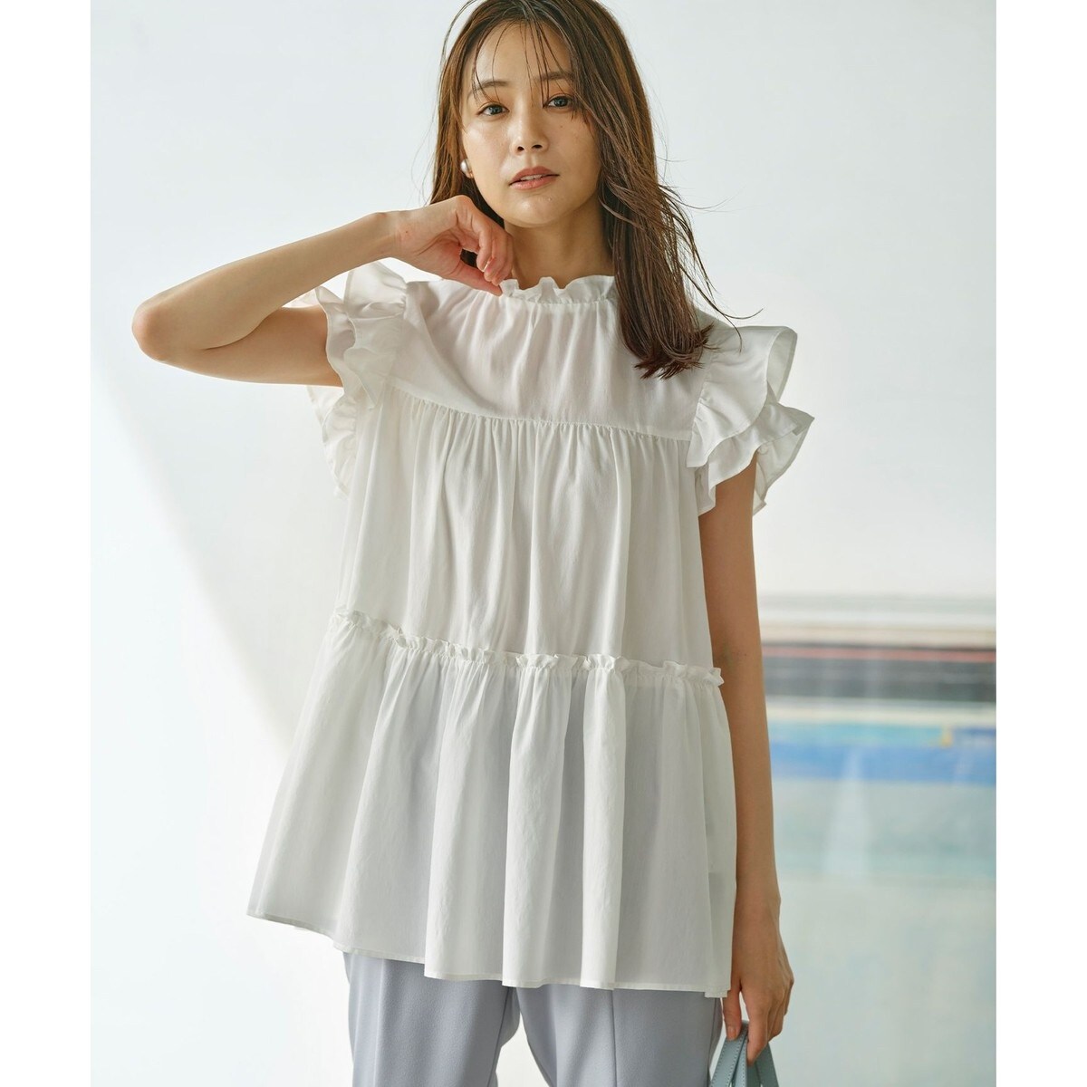 WEB限定】ナイロンレーヨン チュニック ブラウス | 組曲(KUMIKYOKU