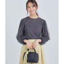 ミニ裏毛チュールスリーブ カットソー