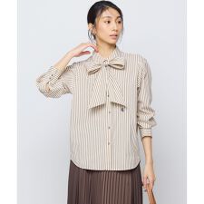 【ボウタイ付き】コンパクトシャーティング ストライプシャツ
