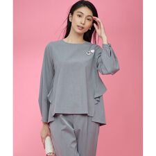 【KUMIKYOKU NAVY】ウーステッドライククロス フリルブラウス