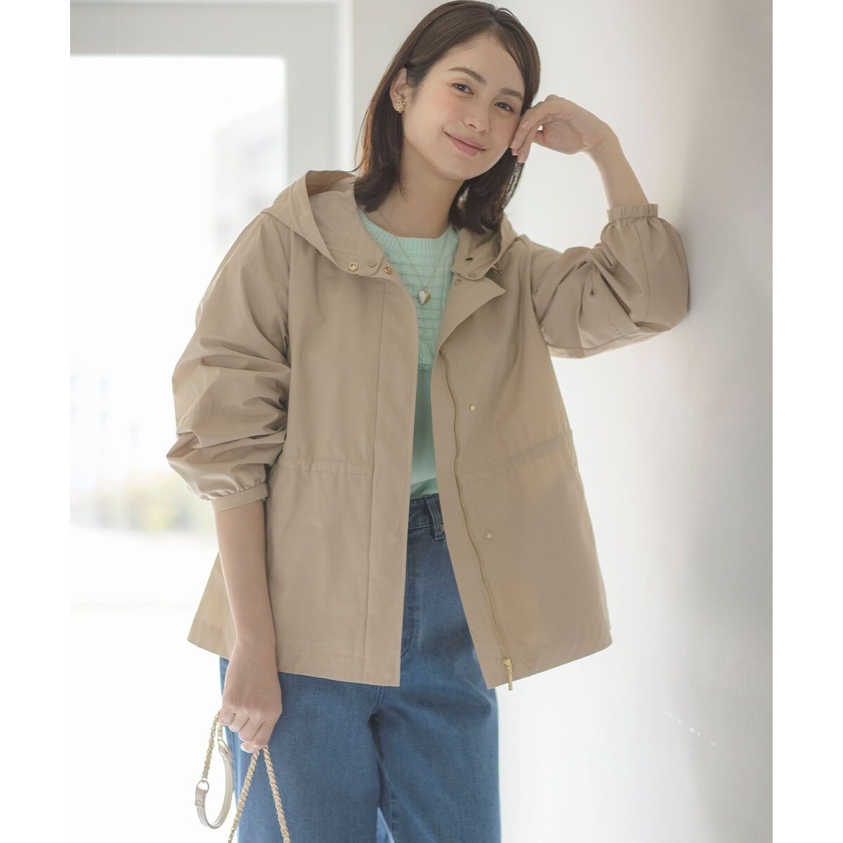 組曲新作完売46440円今期新品マルチWAY コート２、カーキ春も着れます定番人気ゆったり可愛いスプリングコートにも 組曲新作完売46440円今期新品マルチWAY コート２、カーキ春も着れます