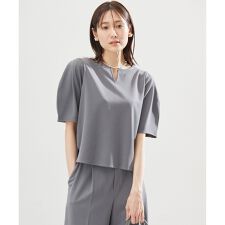 【WEB限定・接触冷感・UVカット・吸水速乾】ジョーゼットジャージーランタンスリーブ5分袖 ブラウス