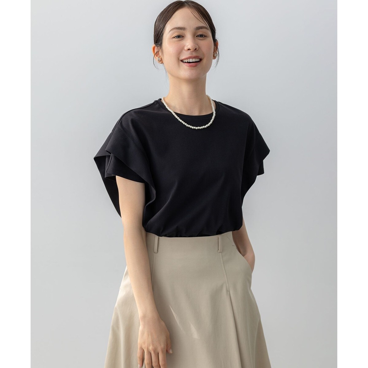 【新品タグ付き】組曲 現行 Web限定 チュールポンチドッキング Tシャツ 組曲｜【WEB限定・接触冷感】チュールポンチドッキング Tシャツ