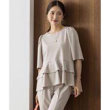 ご好評につき追加生産【WEB限定】ジョーゼットジャージーティアード ブラウス