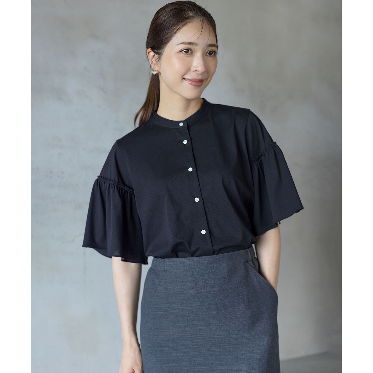 【新品タグ付き】組曲 現行 Web限定 チュールポンチドッキング Tシャツ WEB限定・接触冷感】チュールポンチドッキング Tシャツ / 組曲