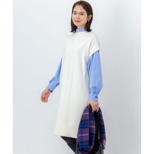 コットンカシミヤMIXチュニック丈ニットワンピース