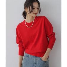 【加藤ローサさん着用】コットンカシミヤMIX刺繍入りニット