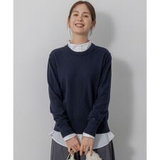 【加藤ローサさん着用】コットンカシミヤMIX刺繍入りニット