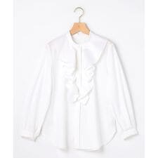 組曲(KUMIKYOKU)の【KUMIKYOKU NAVY】コットンタッチシャーティングラッフルフレア ブラウス