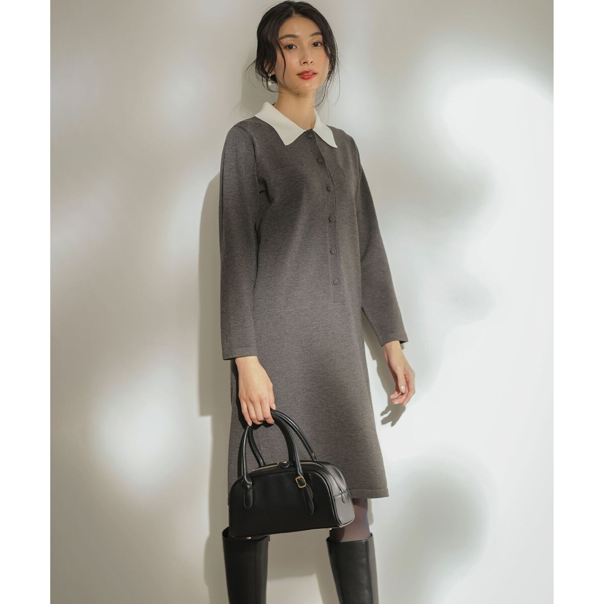 レースライク襟付きニットワンピース | 組曲(KUMIKYOKU) | マルイ