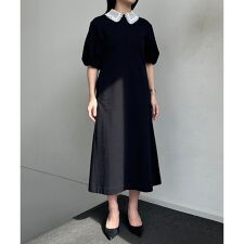 【2WAY】レース襟フレンチテリー ワンピース