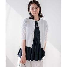 シアーニット5分袖 カーディガン