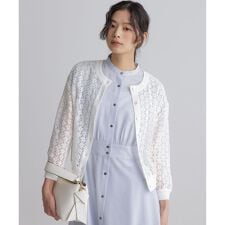 【前後着用可】コットンフラワーレーシー カーディガン