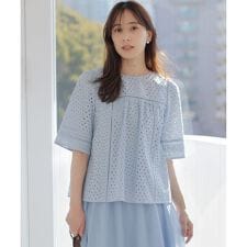 エンブロイダリーレース5分袖 ブラウス