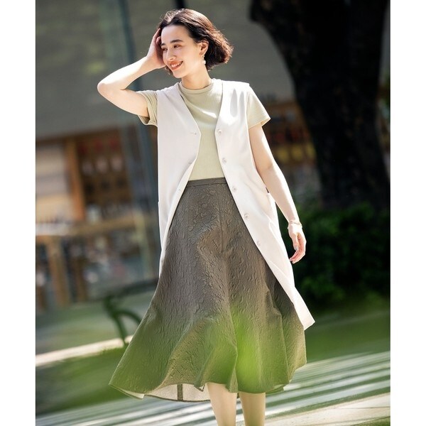 あ*ん様 最新モデル 24/25AW　新品未使用　クレージュ　極上カーフスキン 洗える】シュリンクフラワー フレアスカート | 組曲(KUMIKYOKU