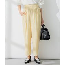 【洗える】ギャザーライトデシン パンツ ロング丈