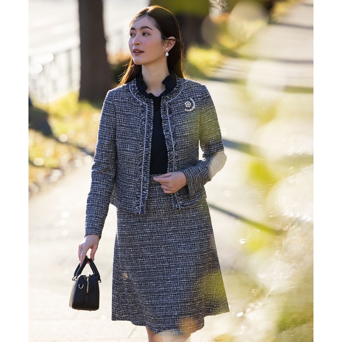 【新品】❦ 23区 チェックツイード ラップ風スカート 32サイズ セール】 チェックツイード ラップ風 スカート （ミニ・ひざ丈スカート