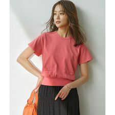 【洗える・6色展開】ポケット付き 半袖ニット