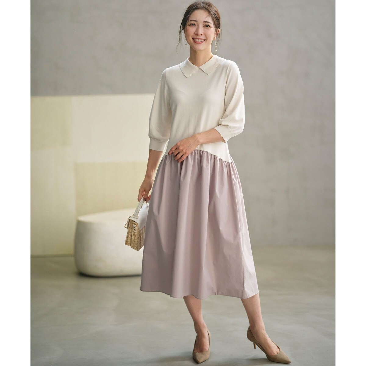 襟付きドッキング ニットワンピース | 組曲(KUMIKYOKU) | マルイウェブ