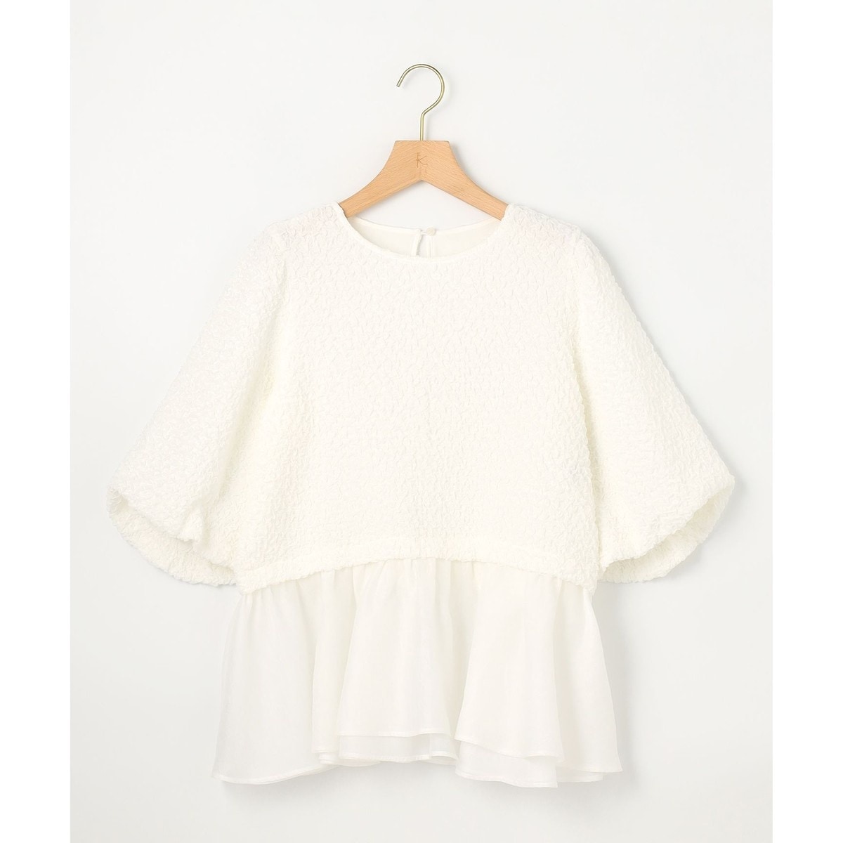 シャーリングシフォン シアーペプラム ブラウス