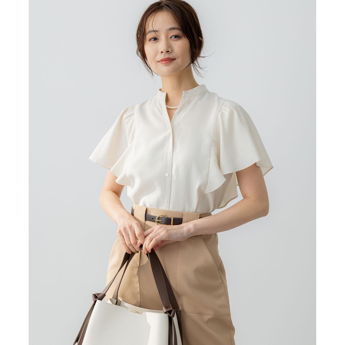 前後着用可】ドライタッチダブルフレア ブラウス | 組曲