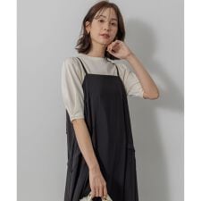 クルミボタン5分袖ニット