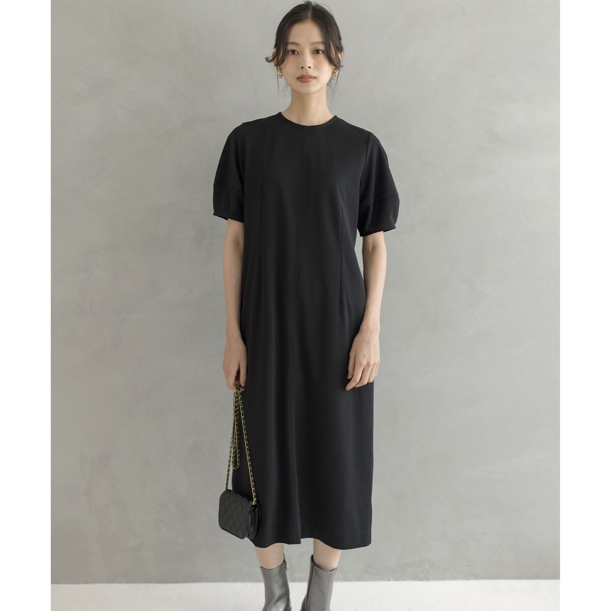 23区【接触冷感/洗える】ストレッチラミータフタ ワンピース セール】 【接触冷感/洗える】ストレッチラミータフタ