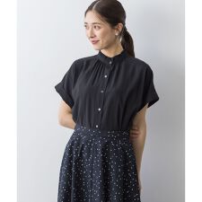 バウンディングシャーティング バンドカラーフリル ブラウス